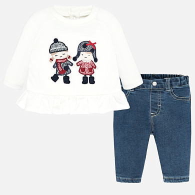 Jeans and ruffled t-shirt set for newborn girl