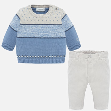 Trousers and striped jumper set for newborn boy