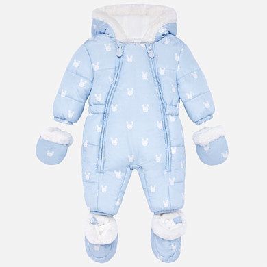 Bunny patterned snowsuit for newborn baby