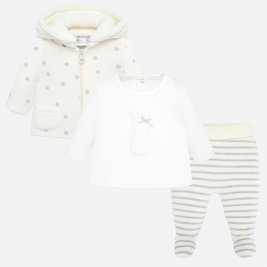 Embroidered bunny tracksuit for newborn girl