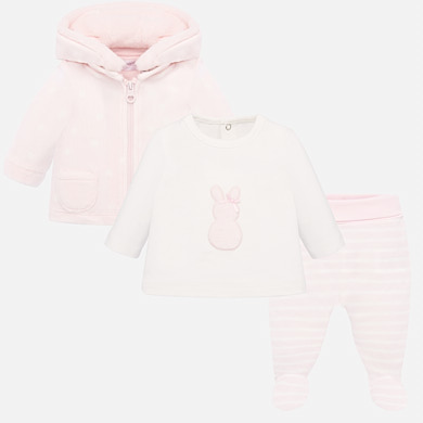 Embroidered bunny tracksuit for newborn girl
