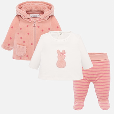 Embroidered bunny tracksuit for newborn girl
