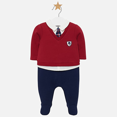 V-neck babygrow for newborn boy