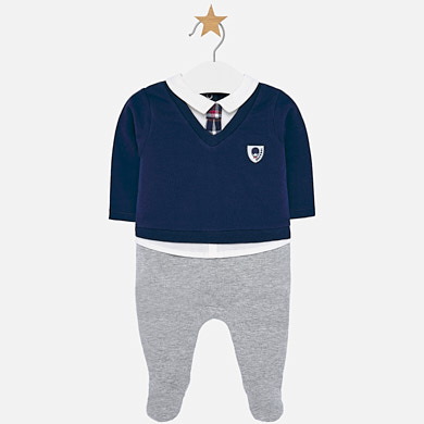 V-neck babygrow for newborn boy