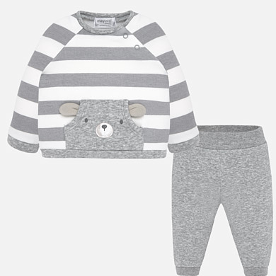 Striped animal tracksuit for newborn boy