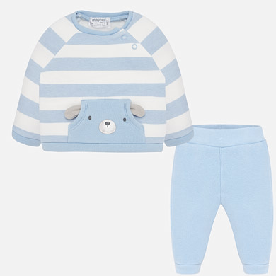 Striped animal tracksuit for newborn boy