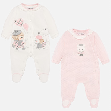 Set of two onesies with designs for newborn girl