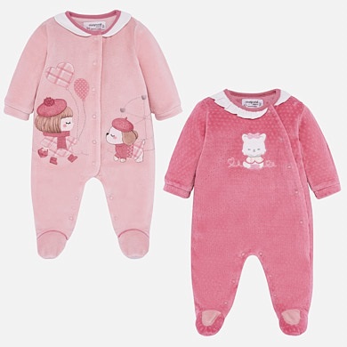 Set of two onesies with designs for newborn girl