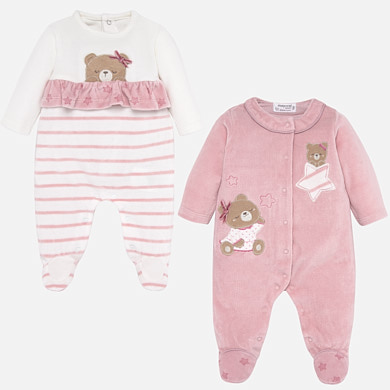 Striped pyjamas with bears design for newborn girl