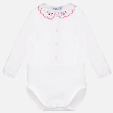 Embroidered collar bodysuit for baby girl