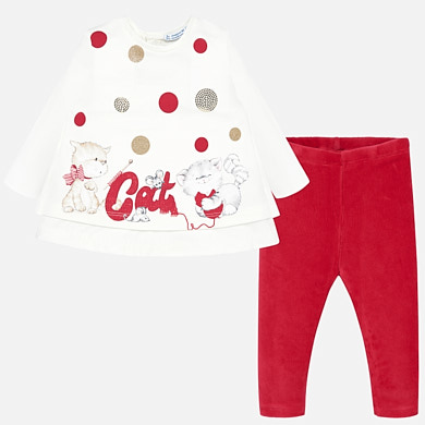 Cats print leggings and t-shirt set for baby girl