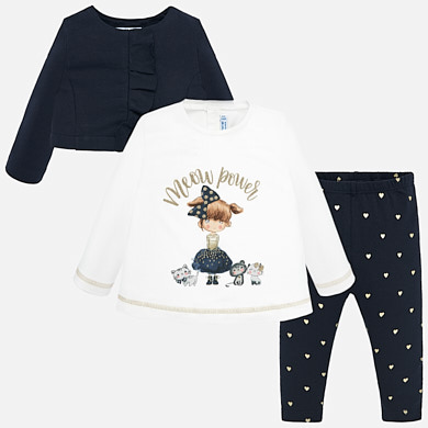Jacket, t-shirt and leggings set for baby girl