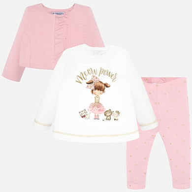 Jacket, t-shirt and leggings set for baby girl