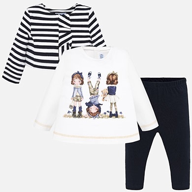 Jacket and leggings set with dolls print for baby girl