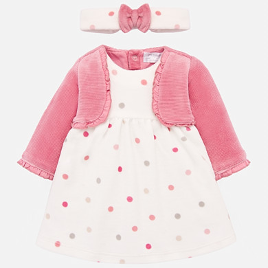 Polka dot dress with headband for baby girl