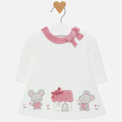 Velour dress with design for baby girl