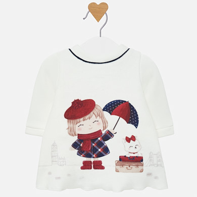 Fleece dress with design for baby girl