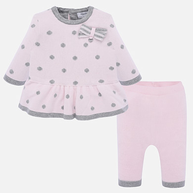 Ruffle dress and trousers set for newborn girl