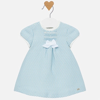 Polka dot jacquard dress for baby girl