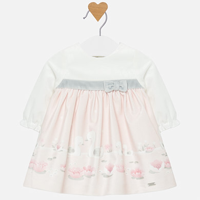 Velvet dress with print for baby girl