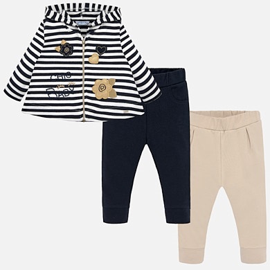 Combined striped tracksuit for baby girl