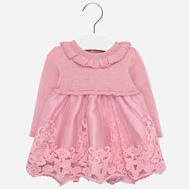 Vestido combinado encaje niña