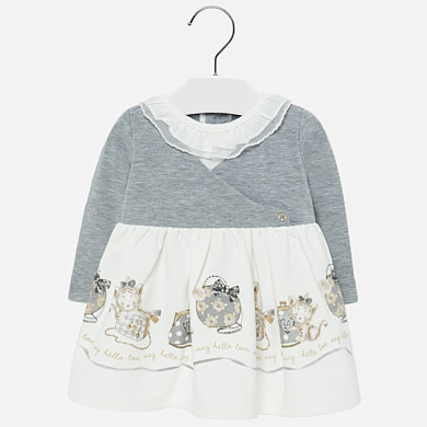 Combined dress with print design for girl