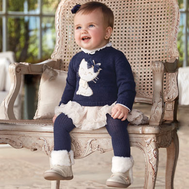 Tulle dress with kitten design for girl