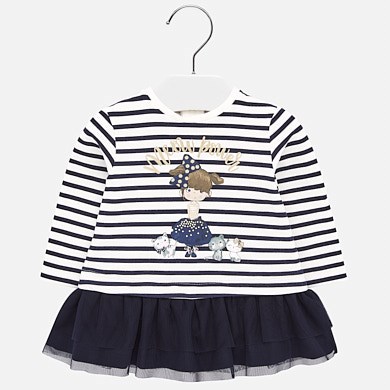 Combined striped dress for girl