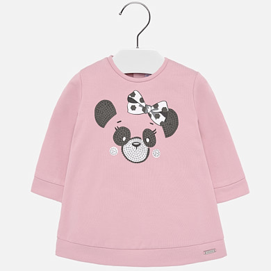 Fleece dress with panda design for girl