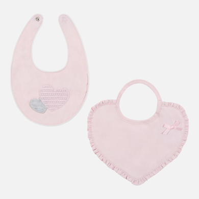 Set of two heart bibs for baby girl