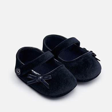 Velvet Mary Jane shoes for newborn girl