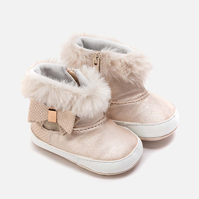 Faux fur booties for newborn girl