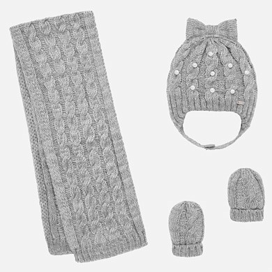 Hat, scarf and mittens set for baby girl