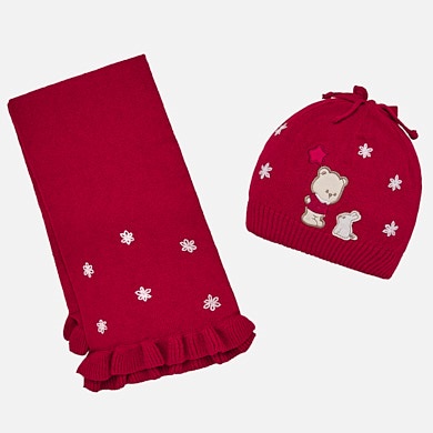 Embroidered hat and scarf set for baby girl