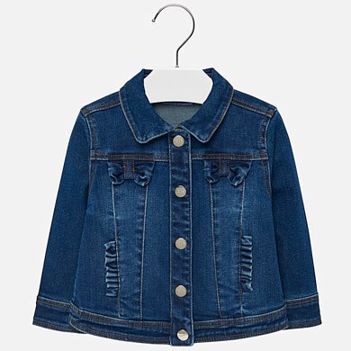 Basic denim jacket with bows for baby girl