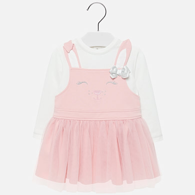 Pinafore dress with bunny motif for baby girl