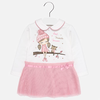 Combined fleece dress for baby girl