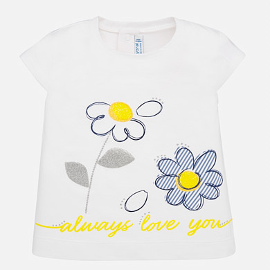 Camiseta Manga Corta Flores Bebe Nina Blanco Amarillo Mayoral