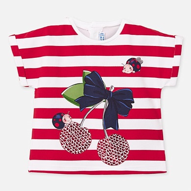 Camiseta Manga Corta Rayas Bebe Nina Rojo Mayoral