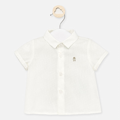 Camasa Maneca Scurta Neteda Bebe Baiat Nou Nascut Off White