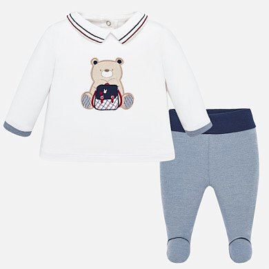 Set Pantaloni Cu Botosei Animalute Bebe Baiat Nou Nascut Nautic