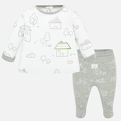 Set Pantaloni Cu Botosei Imprimeu Bebe Baiat Nou Nascut Fog Vigore