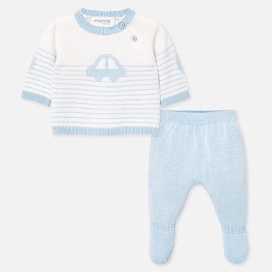 Set Pantaloni Cu Botosei Dungi Bebe Baiat Nou Nascut Sky Mayoral