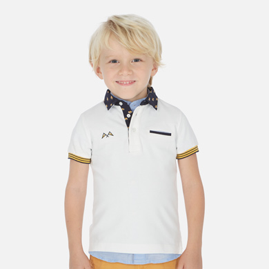polo blanco manga corta niño