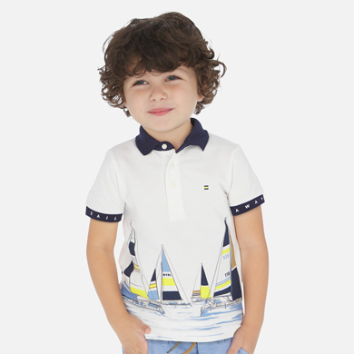 polo blanco manga corta niño