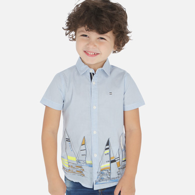 Camisa Manga Corta Dibujo Nino Celeste Mayoral