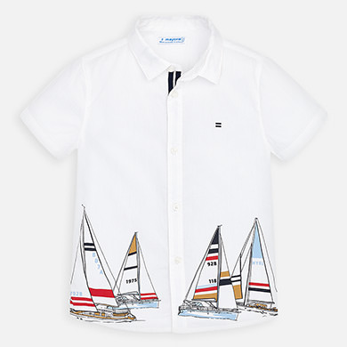 Camisa Manga Corta Dibujo Nino Blanco Mayoral