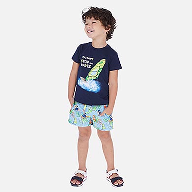 patterned swim shorts