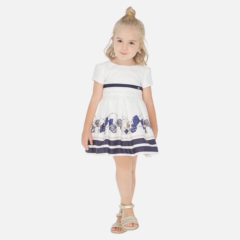 Short Sleeved Dress For Girl Navy Blue Mayoral
